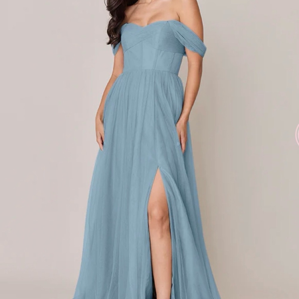 Dusty Blue Tulle Bridesmaid Dress
